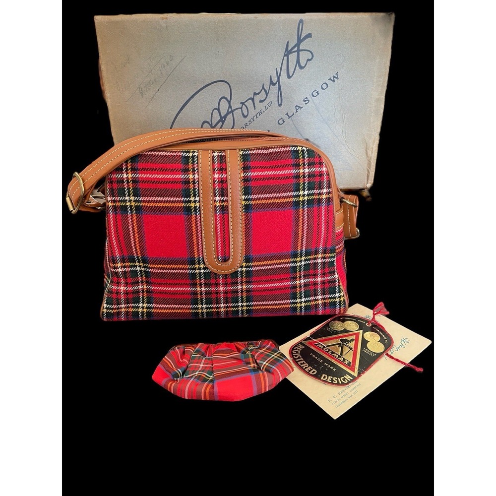 R.W. Forsyth Dinburgh Glasgow Molmax Scottish Red Plaid Shoulder Bag Coin Pouch